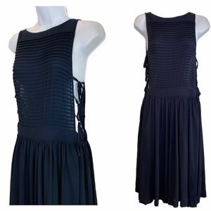 Navy Blue Exposed Tie-Up Sides Midi Dress Size 4